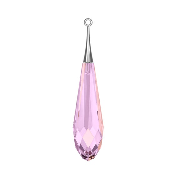 6532/GOLD PURE DROP PENDANT (HALF HOLE) WITH TRUMPET CAP - CRYSTAL LILAC SHADOW